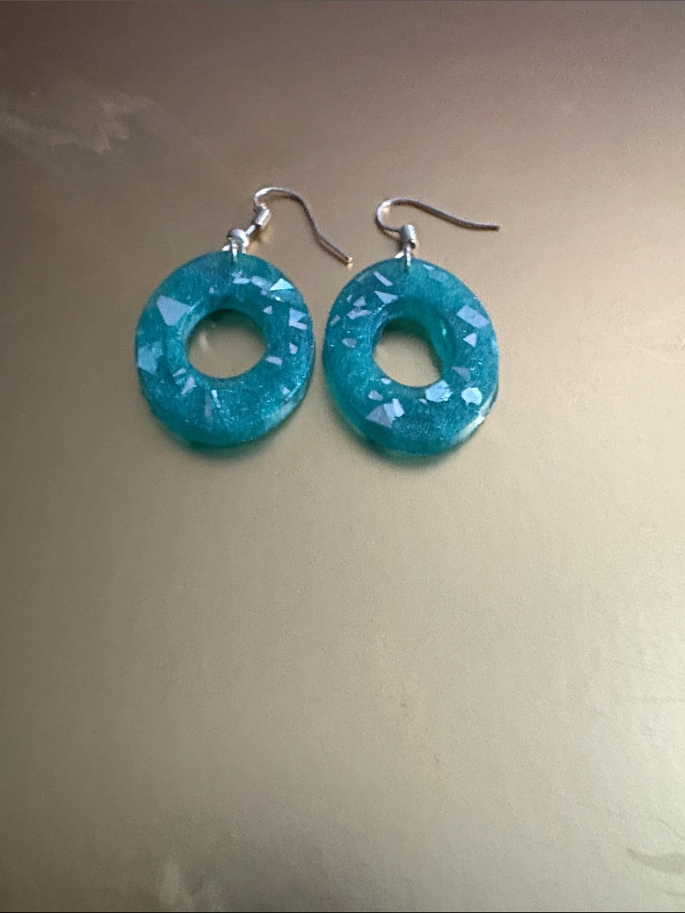 Emmy’s Creations Hand Crafted Teal Resin Donut Drop Earrings - Women Jewelry